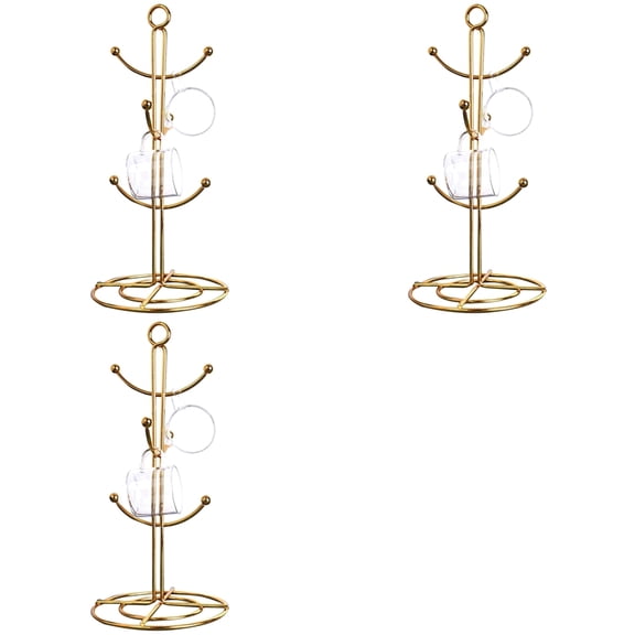 Osfvolr 3X Countertop Mug Tree, 6 Hook Coffee Cup Dryer Kitchen Coffee Mug Tree Countertop Tea Cups Holder Stand,Gold