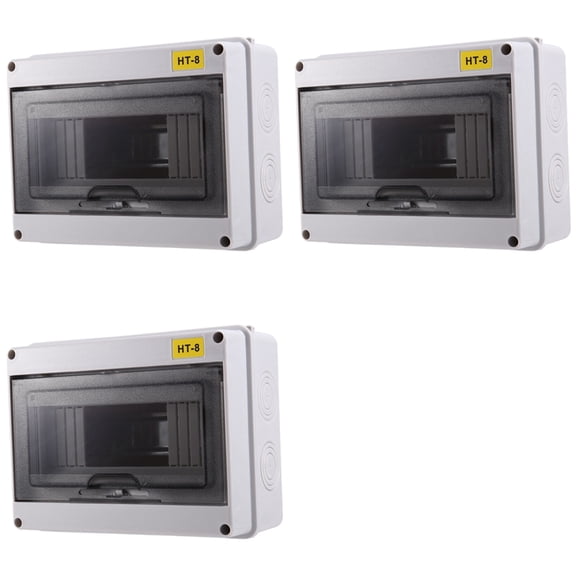 Osfvolr 3X IP65 Mcb Breaker Box Distribution Protection Box ABS Power Electronic Din Rail Enclosure for Circuit Breaker HT-8 Way