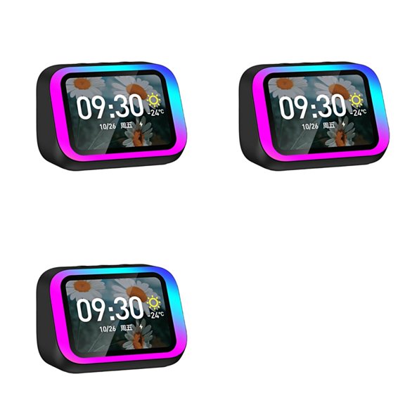 Osfvolr 3X Intelligent Large Screen Bluetooth Clock Speaker with Temperature Display Control Table Speaker FM Decor Black