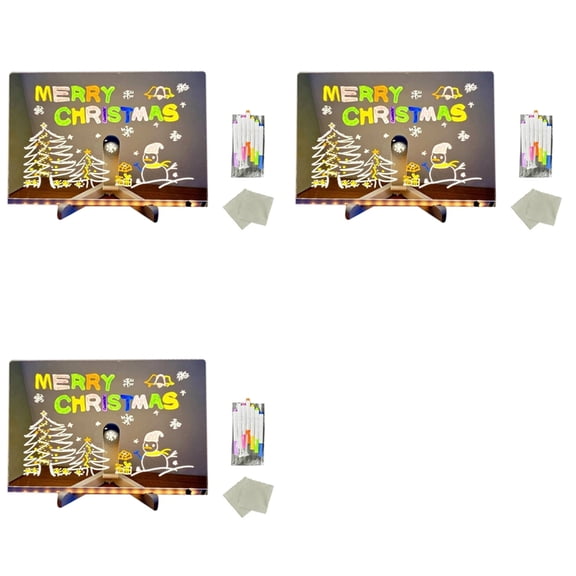 Osfvolr 3X LED Note Board with Colors, 2025 Glowing LED Drawing Board for Kids, LED Not Board with Stand and 7 Color Markers L