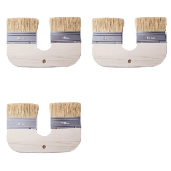 Osfvolr 3X Limewash Paint Brush Natural Bristle - 4 Inch Wide U-Shaped Double Brush for Limewash on Brick and Interior Walls