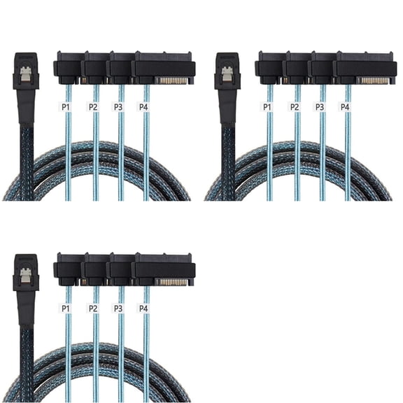 Osfvolr 3X Mini Sas Sff-8087 to 4 Sff-8482 Server Array Card Hard Drive Data Cable Sata Power Cable 0.5m