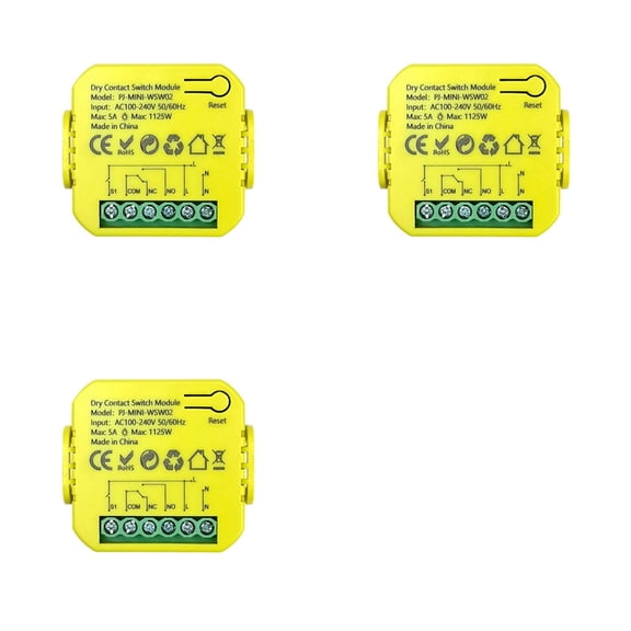 Osfvolr 3X Tuya Smart Life Dry Contact Relay WiFi Module Switch Timer App Remote Control 5A DC12V 24V AC100-240V