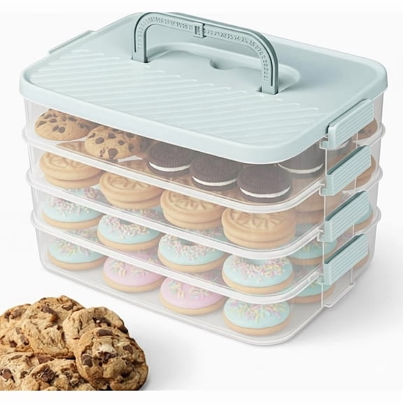 Osfvolr 4 Layers Storage Container, Extra-High Layer, Cookie Carrier, Dumpling Box, Stackable Food Container