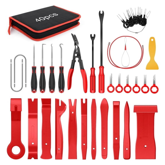 Osfvolr 40Pcs Car Trim Removal Tool Kit, Auto Terminal Removal Key & Stereo Removal Tools for Upholstery Repair