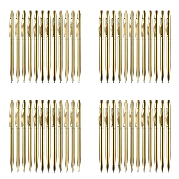 Osfvolr 48 PCS Gold Slim Ballpoint Pens Black Ink 1 mm Medium Point Metallic Retractable Pens for Students Teachers