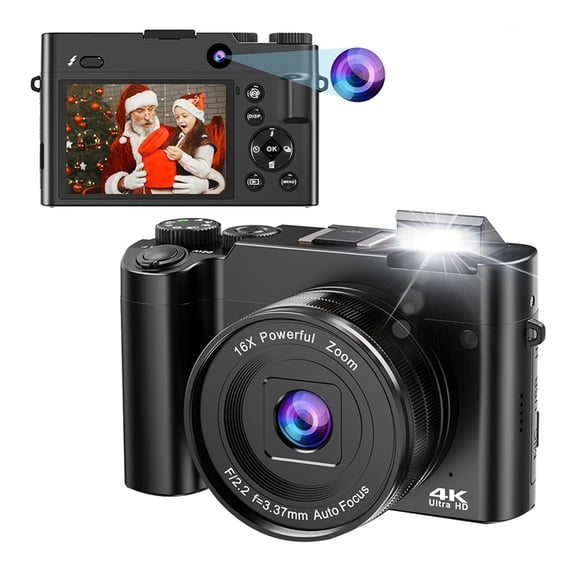 Osfvolr 4K 64MP Digital Camera for Photography and Vlogg Autofocus Video Camera with Dual Lens 3" IPS Selfie Anti-Shake,16X Zoom