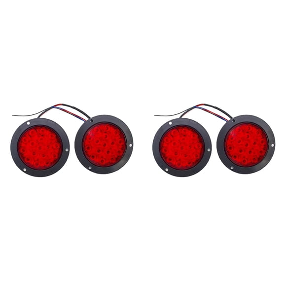 Osfvolr 4PCS 12V 24V 16 LED Round Rear Tail Lights Turn Signal Brake Stop Lamp Reverse Lamp Car Truck Trailer Lamp