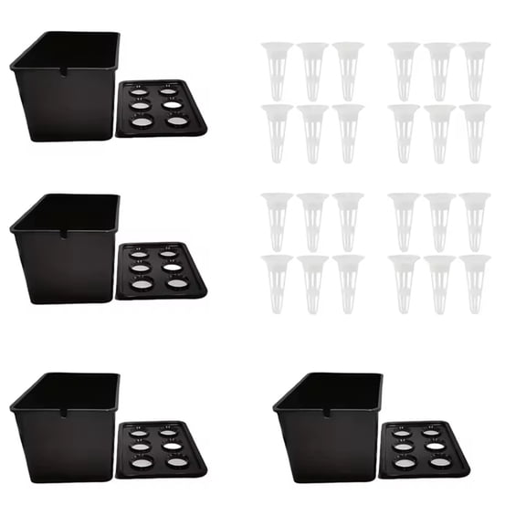 Osfvolr 4Pcs Nursery Pots Hydroponic System Growing Box Universal Planting Container for Propagation Plants Vegetable Box Black