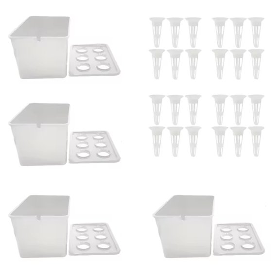 Osfvolr 4Pcs Nursery Pots Hydroponic System Growing Box Universal Planting Container for Propagation Plants Vegetable Box White