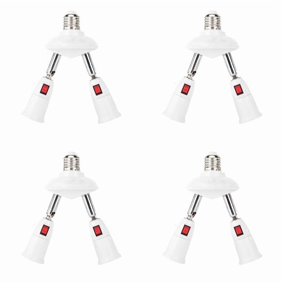 Osfvolr 4X 360 Degree Adjustable - 2 in 1 E27 Splitter Socket Adapter. E27 Standard LED Bulb Socket Adapter