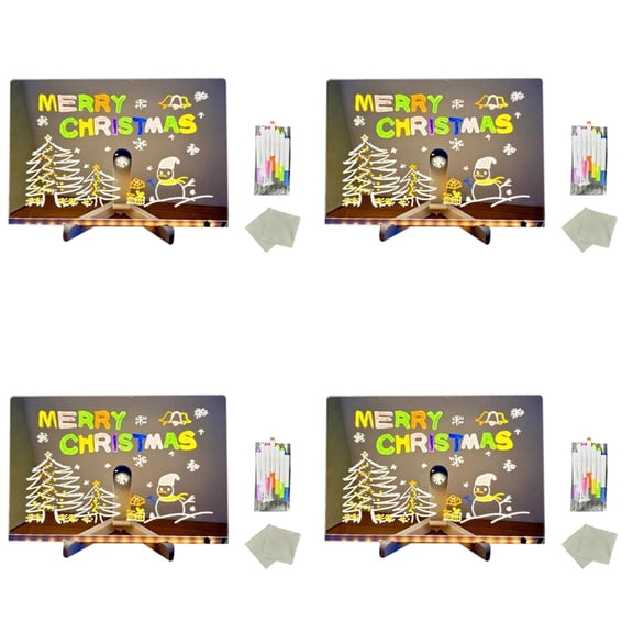 Osfvolr 4X LED Note Board with Colors, 2025 Glowing LED Drawing Board for Kids, LED Not Board with Stand and 7 Color Markers L