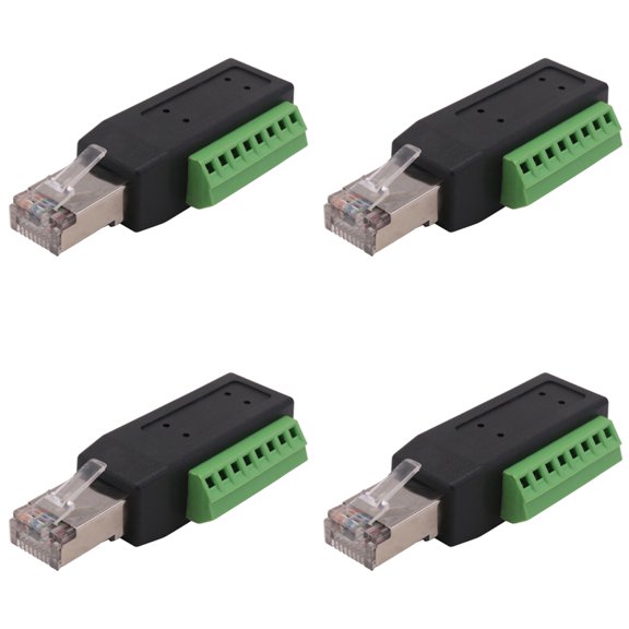 Osfvolr 4X RJ45 Terminal Connector RJ45 Solderless Male Plug to 8-Pin Terminal Block Adapter for Ethernet Cat5 /6/7 AV