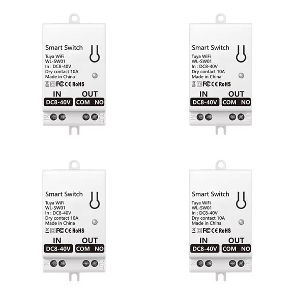 Osfvolr 4X Tuya Smart WiFi Dry Contact Switch Module 10A Home Universal DIY Breaker Relay Work with Smart Life DC 8-40V