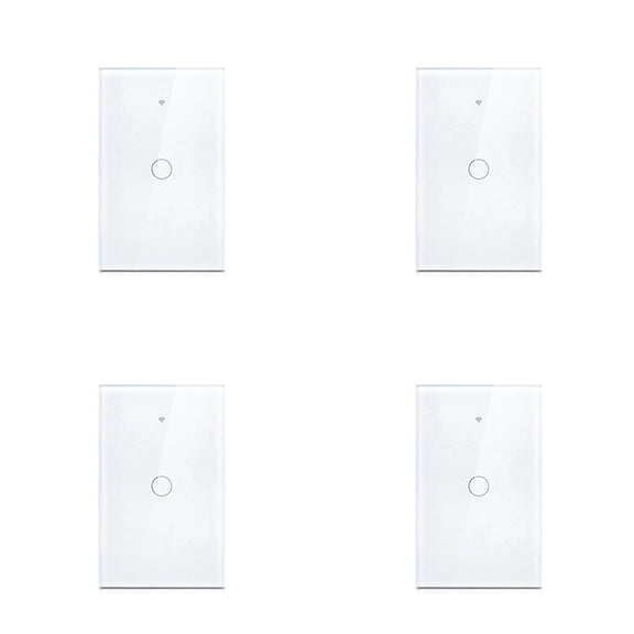 Osfvolr 4X Tuya US Plug WiFi Smart Wall Switch 1 Gang No Neutral Wire Touch Sensor LED Light Switches Home White