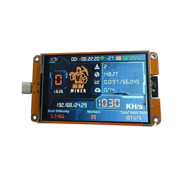 Osfvolr 4inch Smart Display  + Hashrate Miner  Crypto Solo Lottery 1030KH/S Bitcoin -032 Board