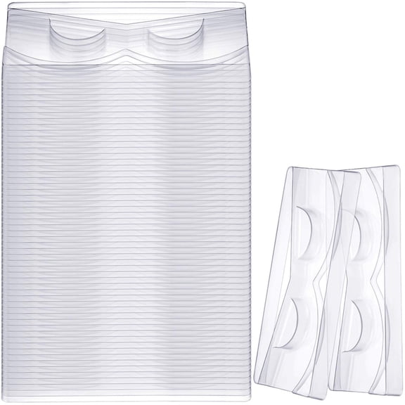 Osfvolr 50 Piece Rectangle Lash Trays Holder Plastic Eyelash Trays for False Eyelash Packaging Box Eyelash Storage Case