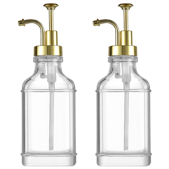 Osfvolr 500ml Transparent Glass Liquid Dispenser Coffee Syrup Container Bottle with Pumps Soap Dispenser and Bathroom 2pc A