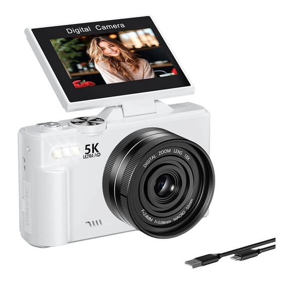 Osfvolr 5K Digital Camera Autofoucs WiFi Vlog Camera with 180 Flip Screen, Compact Photography Camera for Beginner, Teens B