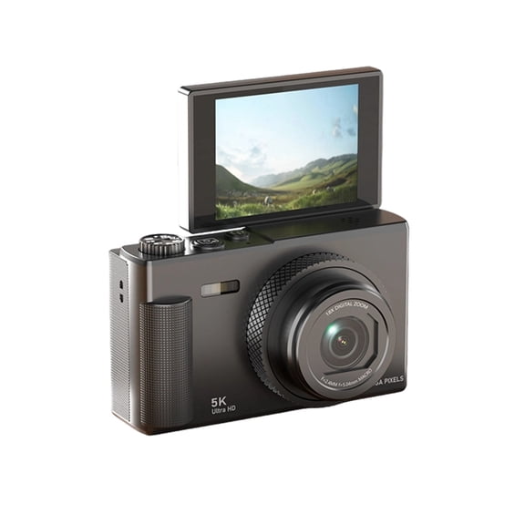 Osfvolr 5k Digital Camera 180 Flip Screen Video Vlog Camera 75mp Anti-Shake 18x Zoom Portable CCD Camera for Students Gifts A