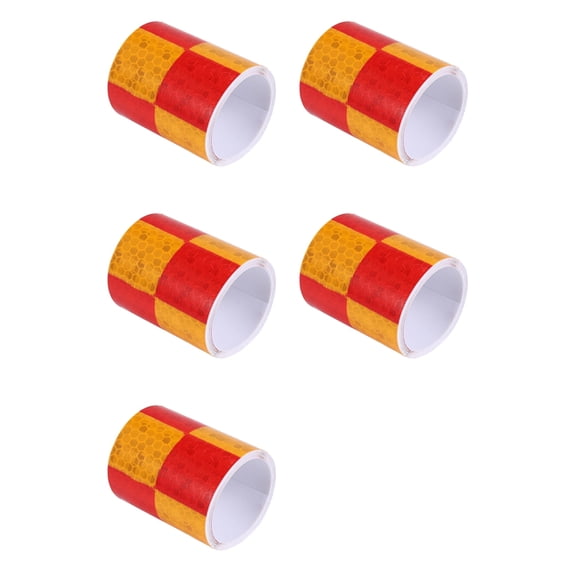 Osfvolr 5pcs 1M Reflective Safety Warning Conspicuity Tape Sticker, Red+Yellow
