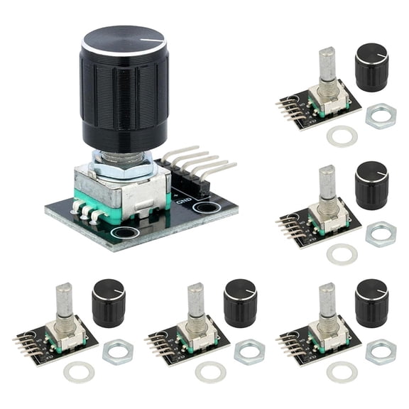 Osfvolr 6 PCS KY-040 Rotary Encoder Module, 360 Degree Rotary Encoder with Knobs Cap Brick Sensor Modules for Light Control Etc