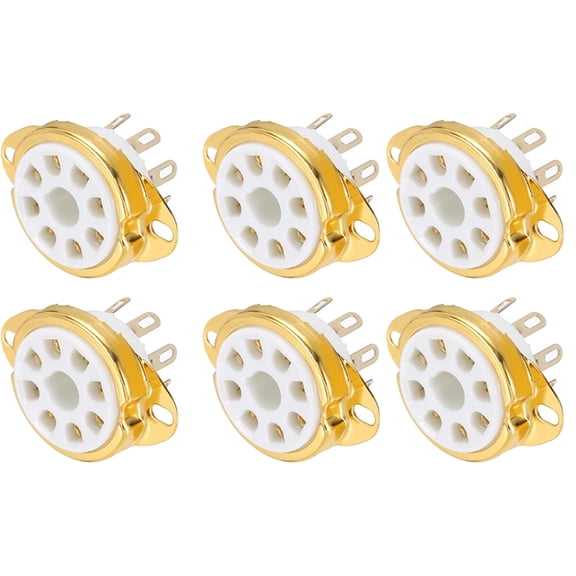 Osfvolr 6 Pcs 8pin Tube Socket Ceramic Tube Socket,Vacuum Tube Protect Tube Pin Socket PCB Tube Socket White, Large 8-Pin Set