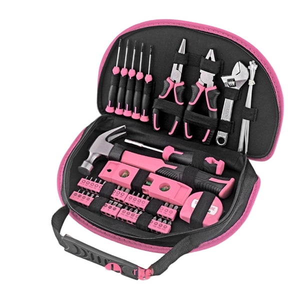 Osfvolr 63-Piece Pink Women'S Tool Set Wrenches, Screwdrivers & Home Repair Tools Portable Case, Non-Slip Grip