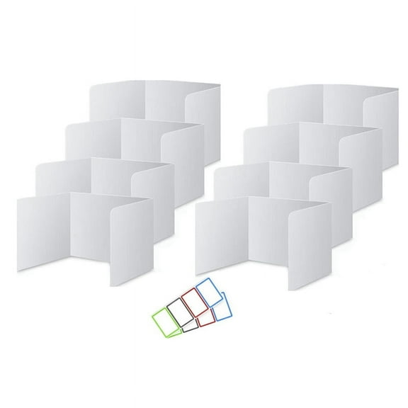 Osfvolr 8 Pack Desk Dividers for Students, Waterproof Plastic Study Carrel Divider, Easy to Clean Privacy Classroom Shield White