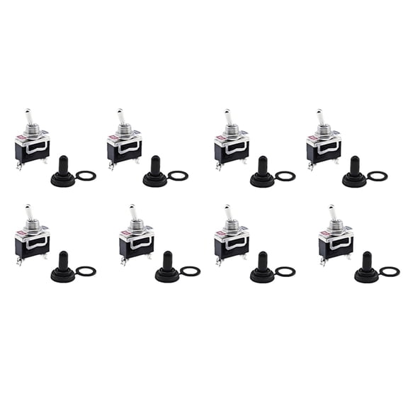 Osfvolr 8Pcs 12V Toggle Switches with Waterproof Cover 2 Pin Rocker Switch Car Boat on Off SPST Terminal Auto Toggle Switch