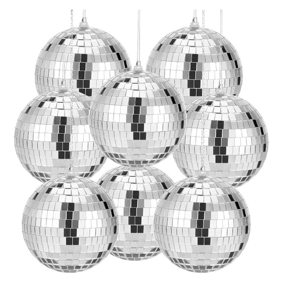 Osfvolr 8Pcs Mirror Disco Ball, 4 Inch Small Mirror Ball Hanging Disco Balls with Attached String for Home Stage Props