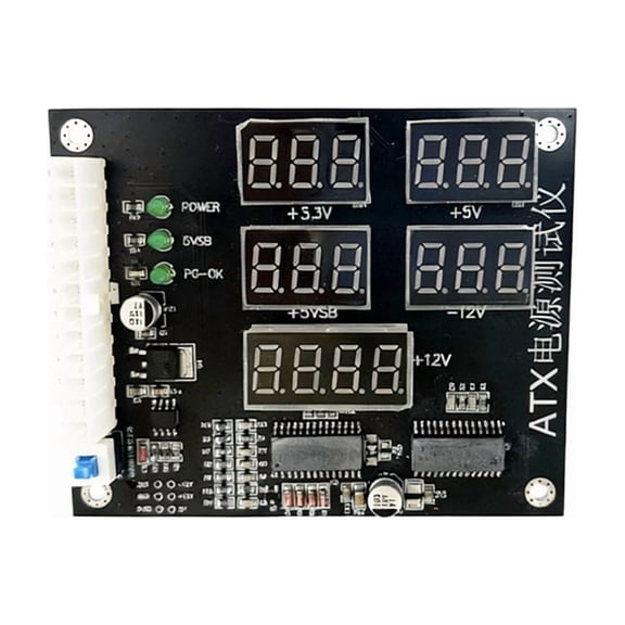 Osfvolr ATX Power Supply Tester for Computer PC Diagnostic Tool with PG Signal Detection for 24Pin PSU 12V 5V 3.3V