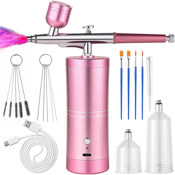 Osfvolr Airbrush Cake Cordless Makeup Kit, Cordless Portable Airbrush Kit Compressor, Airbrush Cake Rechargeable Paint Kit
