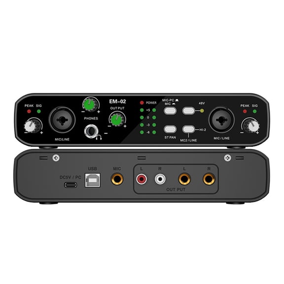 Osfvolr Audio Interface with Microphone 48V Preamp 32-Bit/384KHz Resolution for Electric Guitar Live Professional Studio Singing
