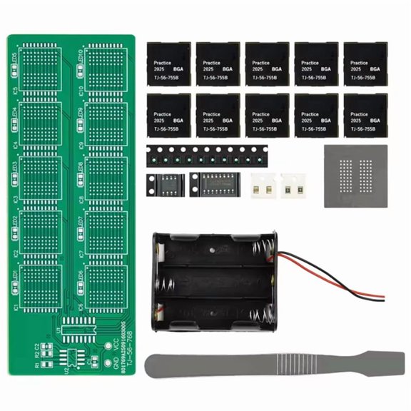 Osfvolr BGA Chip Soldering Practice Board Kit Decimal Flowing Lights Teaching Practical Training Soldering Practice Loose Part A