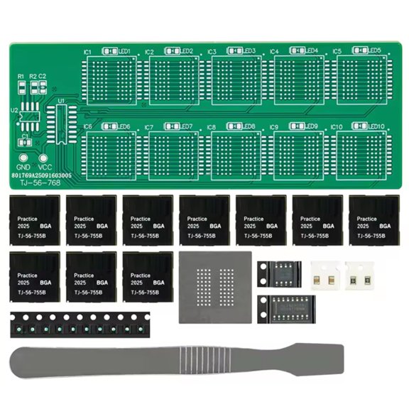Osfvolr BGA Chip Soldering Practice Board Kit Decimal Flowing Lights Teaching Practical Training Soldering Practice Loose Part B