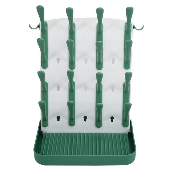 Osfvolr Baby Bottle Drying Rack,Vertical Space Saving Countertop Holder-Capacity for 16 Bottles,Baby Accessories Organizer Green