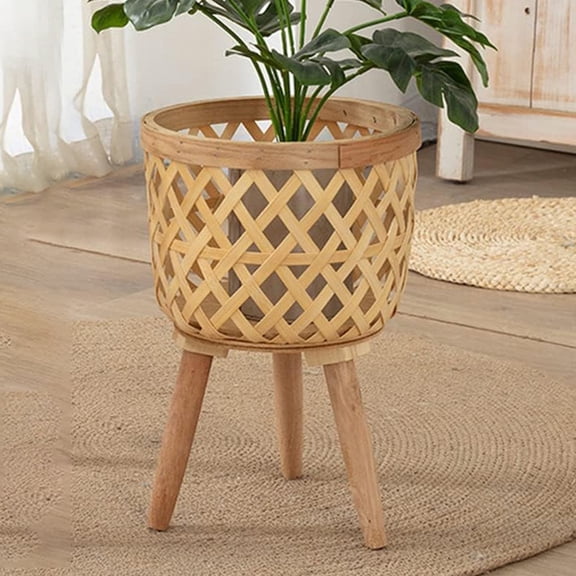 Osfvolr Boho Rattan Flower Pot Handwoven Mid Century Modern Planter for Home Decoration and Display Planter Pot Container