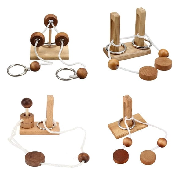 Osfvolr Brain Teaser Puzzle Wooden Threading Rope Loop Puzzle Brain Teaser Game Adult Kids Toy Puzzles for Adults
