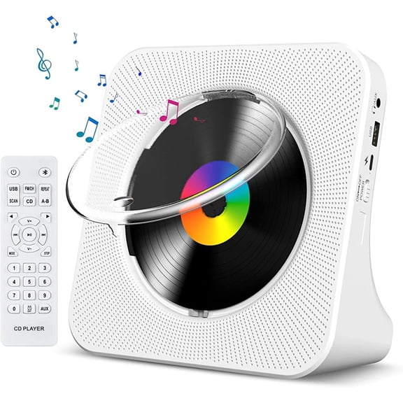 Osfvolr CD Player Portable Bluetooth Desktop CD Player for Home with Timer Built-in HiFi Speakers with LCD Screen Display Radio