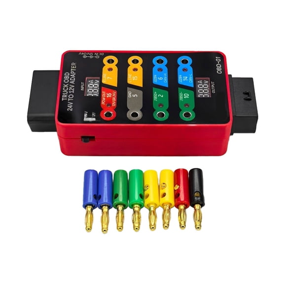 Osfvolr Car OBD 24V to 12V Adapter, Universal OBD Jumper Box Tester, Professional Auto Repair Tools, Fault Detection Instrument