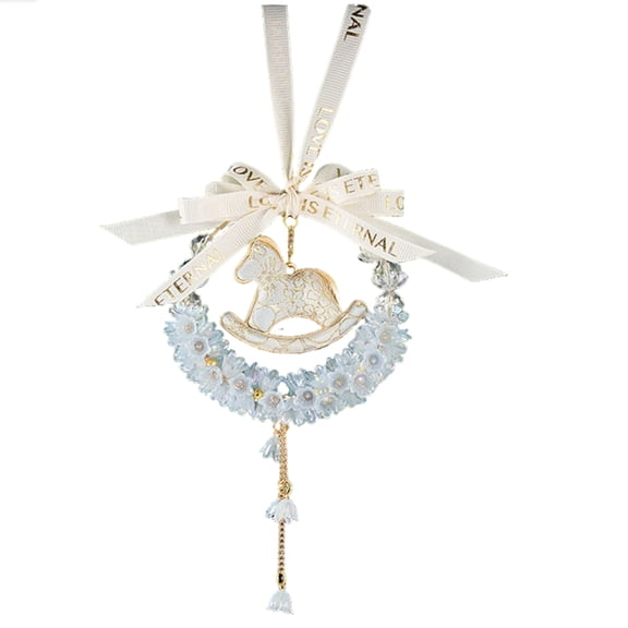 Osfvolr Car Pendant Exquisite Crystal Bell Orchid Flower Car Pendant Decor Car Rear-View Mirror Hanging Blue