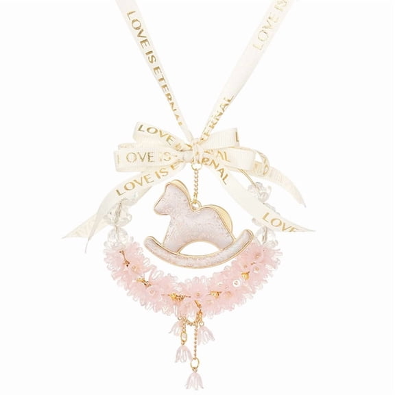 Osfvolr Car Pendant Exquisite Crystal Bell Orchid Flower Car Pendant Decor Car Rear-View Mirror Hanging Pink