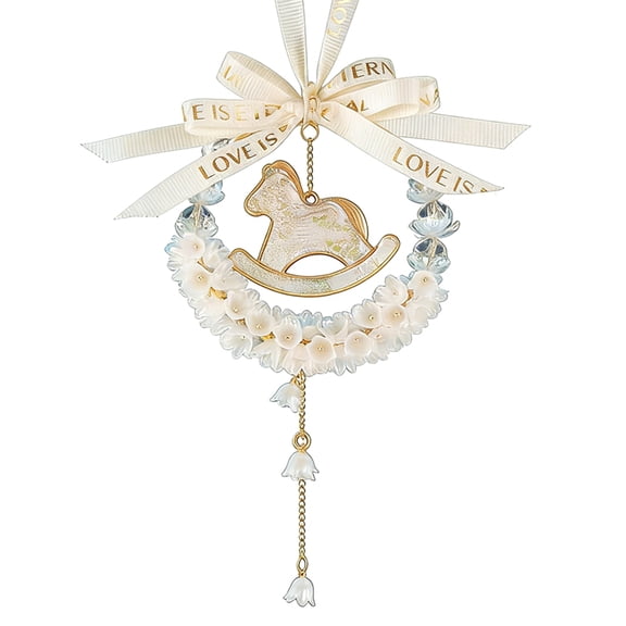 Osfvolr Car Pendant Exquisite Crystal Bell Orchid Flower Car Pendant Decor Car Rear-View Mirror Hanging White