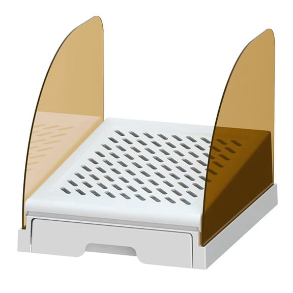 Osfvolr Cat Litter Ramp with Drawer Baffles Adjustable Height Elevated Litter Box Step Stool Anti Tracking Easy to Clean