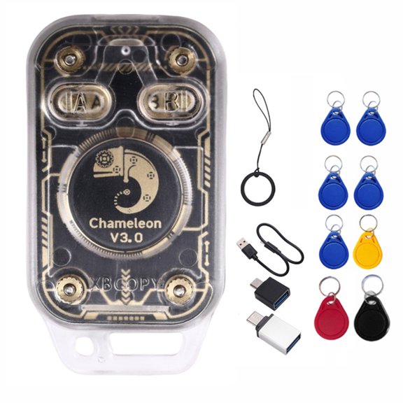 Osfvolr Chameleon V3.0 RFID Smart Chip Reader Emulator 125K 13.56M ID IC Card Tag Copyer+4XUID/CUID Keychain NFC Read Writer