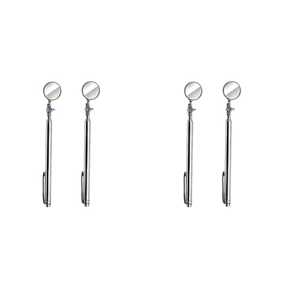 Osfvolr Circular Telescoping Pocket Inspection Mirror, 30mm Diameter, 4-1/2 Inch to 18 Inch Extended Handle Length (Pack of 4)