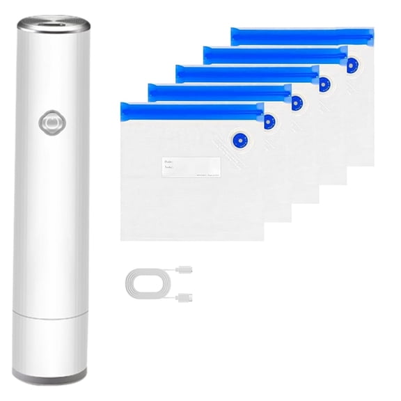 Osfvolr Compact Vacuum Sealer Rechargeable, Portable Food Saver with 5 Bags for Sous Vide, Meal Prep, and Storage