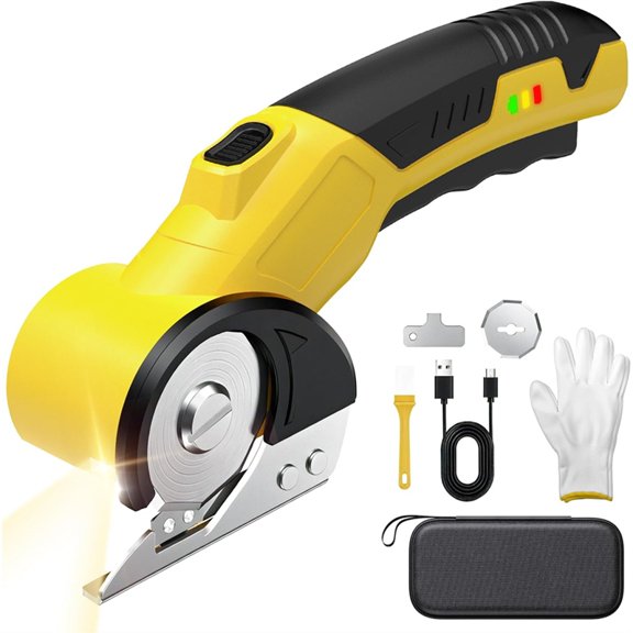Osfvolr Cordless Electric Cardboard Cutter , with Safety Lock, 2 Blades, Storage Case & Gloves for Craft, Shipping & DIY