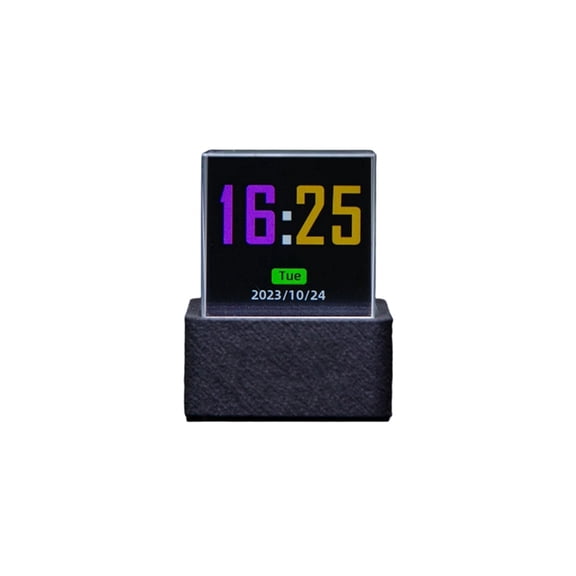 Osfvolr Crystal Cube Photo Display Desktop Mini Smart WiFi Weather Station Clock with GIF Animation, Desktop Decoration